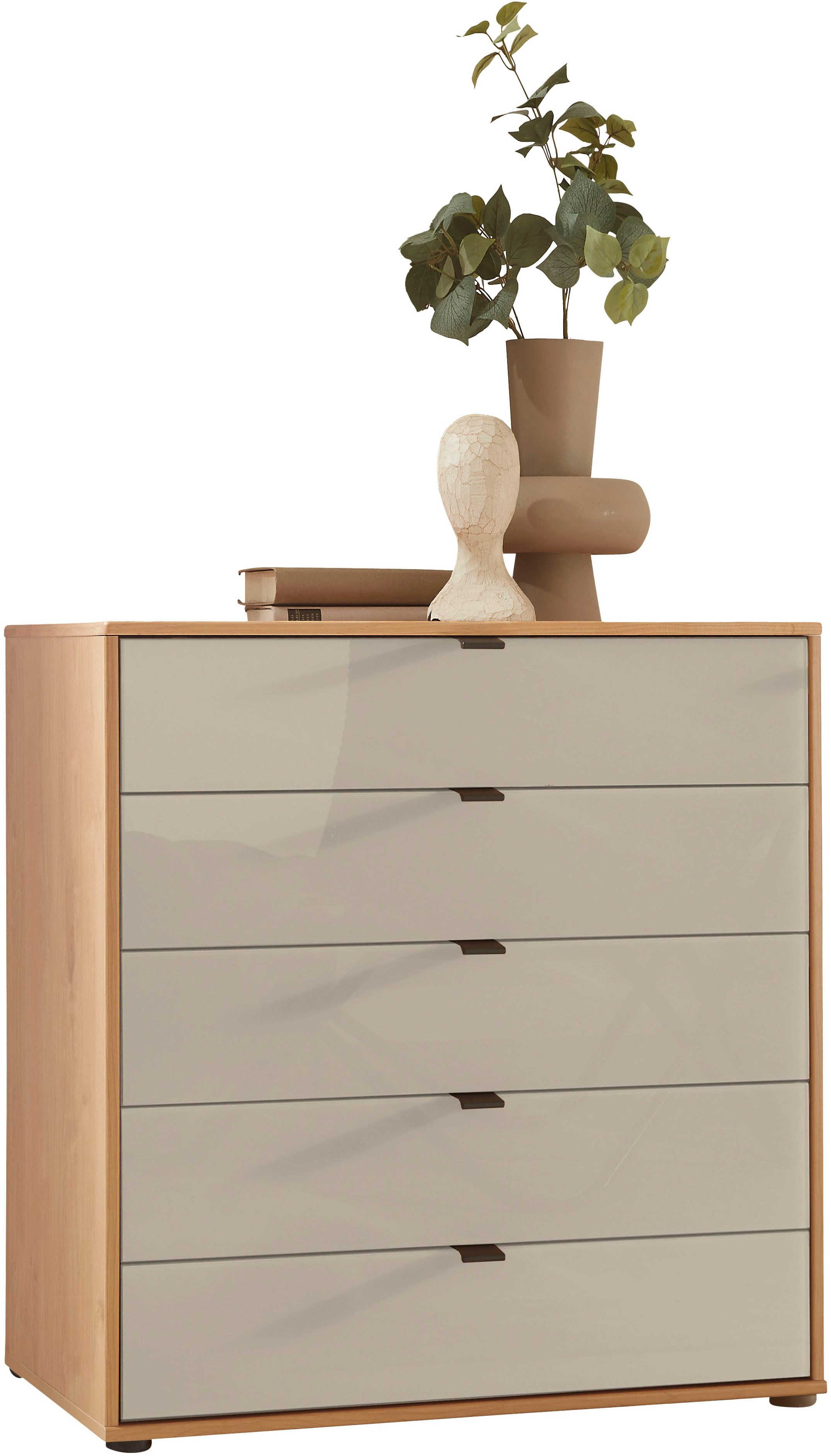 WIEMANN Schubkastenkommode Cardiff Sideboard, Wäscheschrank, teilmassiv Erle, mit Schubladen (Glas- oder Massivholzfront, verschiedene Breiten, MADE IN GERMANY), Schubkästen inklusive Selbsteinzug und Dämpfung