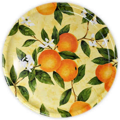 Lashuma Tablett Orangenhain, Kunststoff, (1-tlg., 40 cm), Großes Geschirrtablett Melamin gelb orange