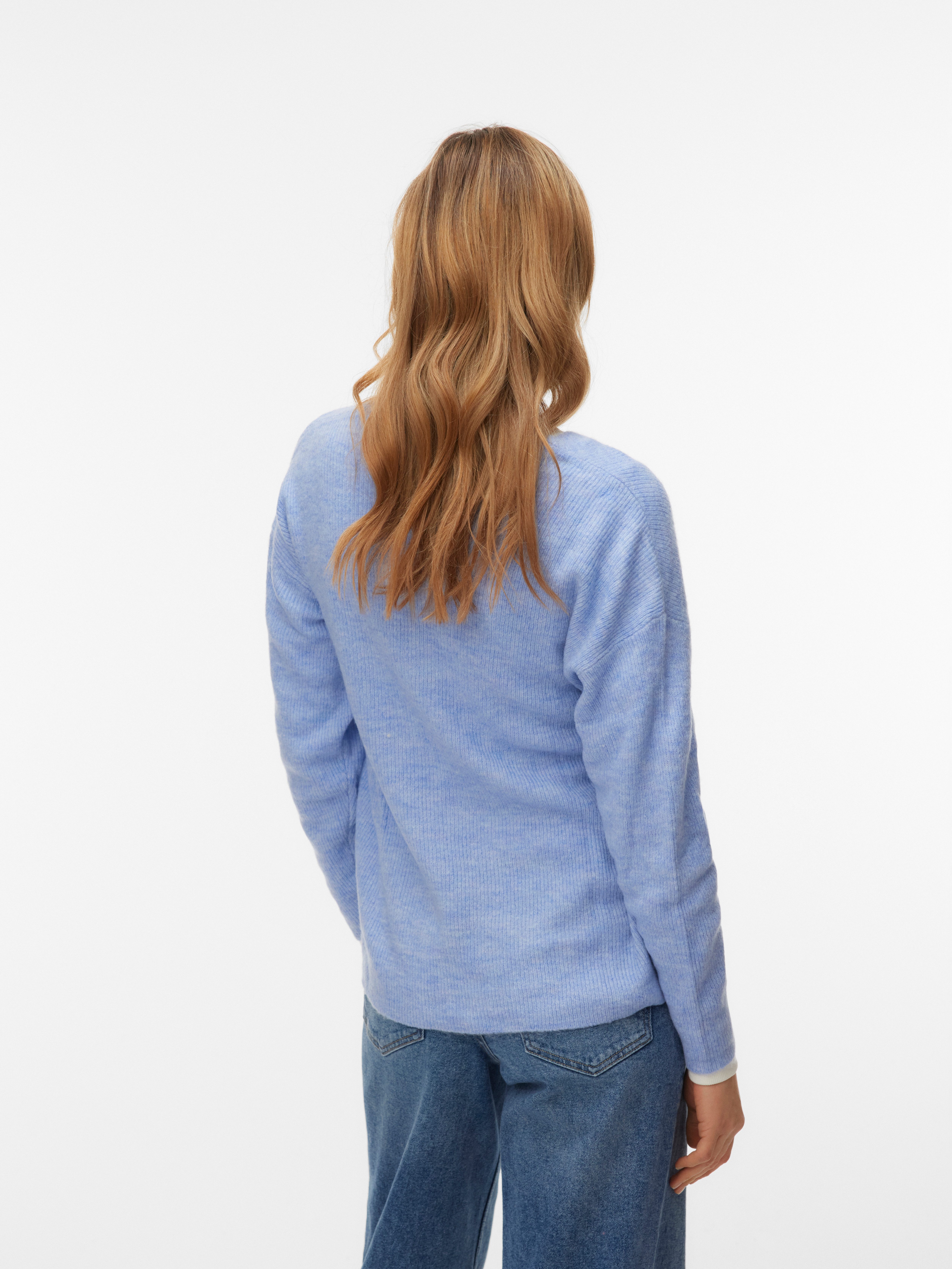 Vero Moda V-Ausschnitt-Pullover VMCREWLEFILE LS V-NECK BLOUSE NOOS Materialmix, loose fit