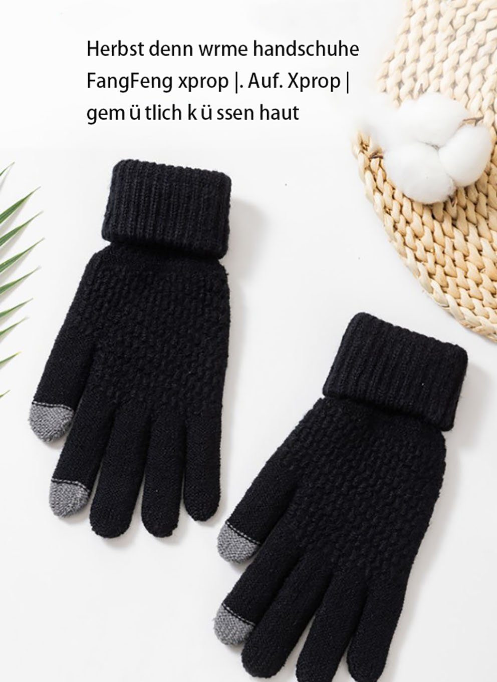 und Handschuh dicke Plüsch Finger Originalität Stricken Strickhandschuhe Split Wolle SRRINM