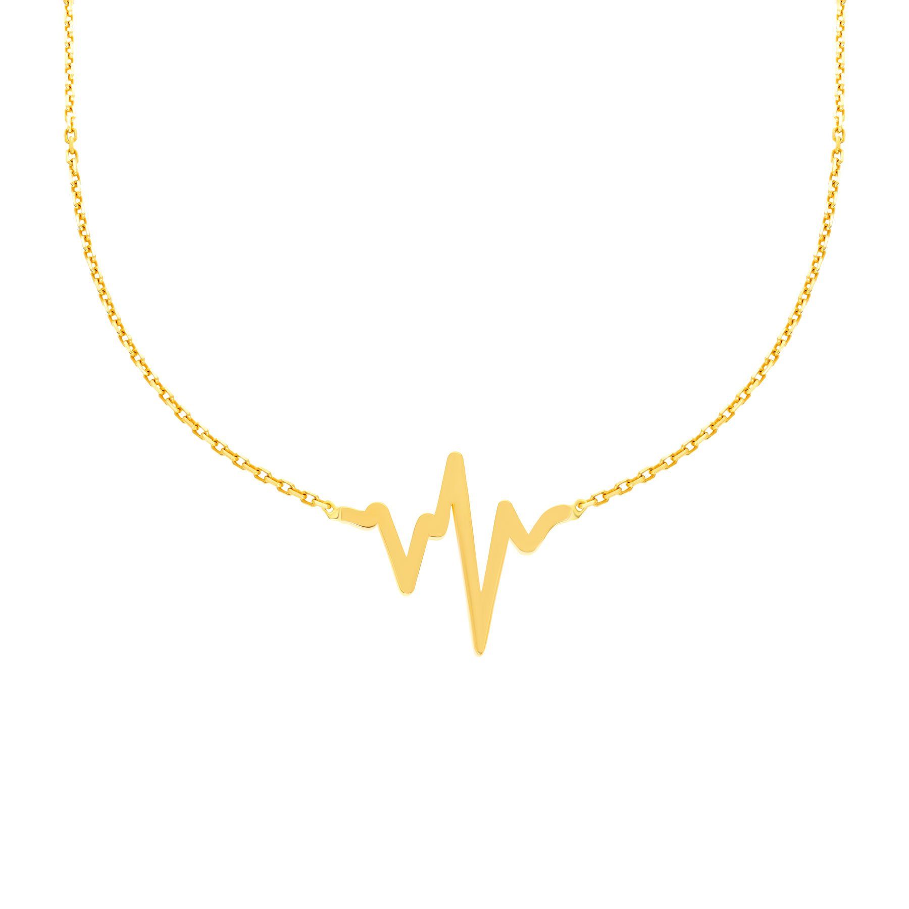Stella-Jewellery Collier 585er Gelbgold Kette mit Herzschlag Anhänger, Anhänger Kette