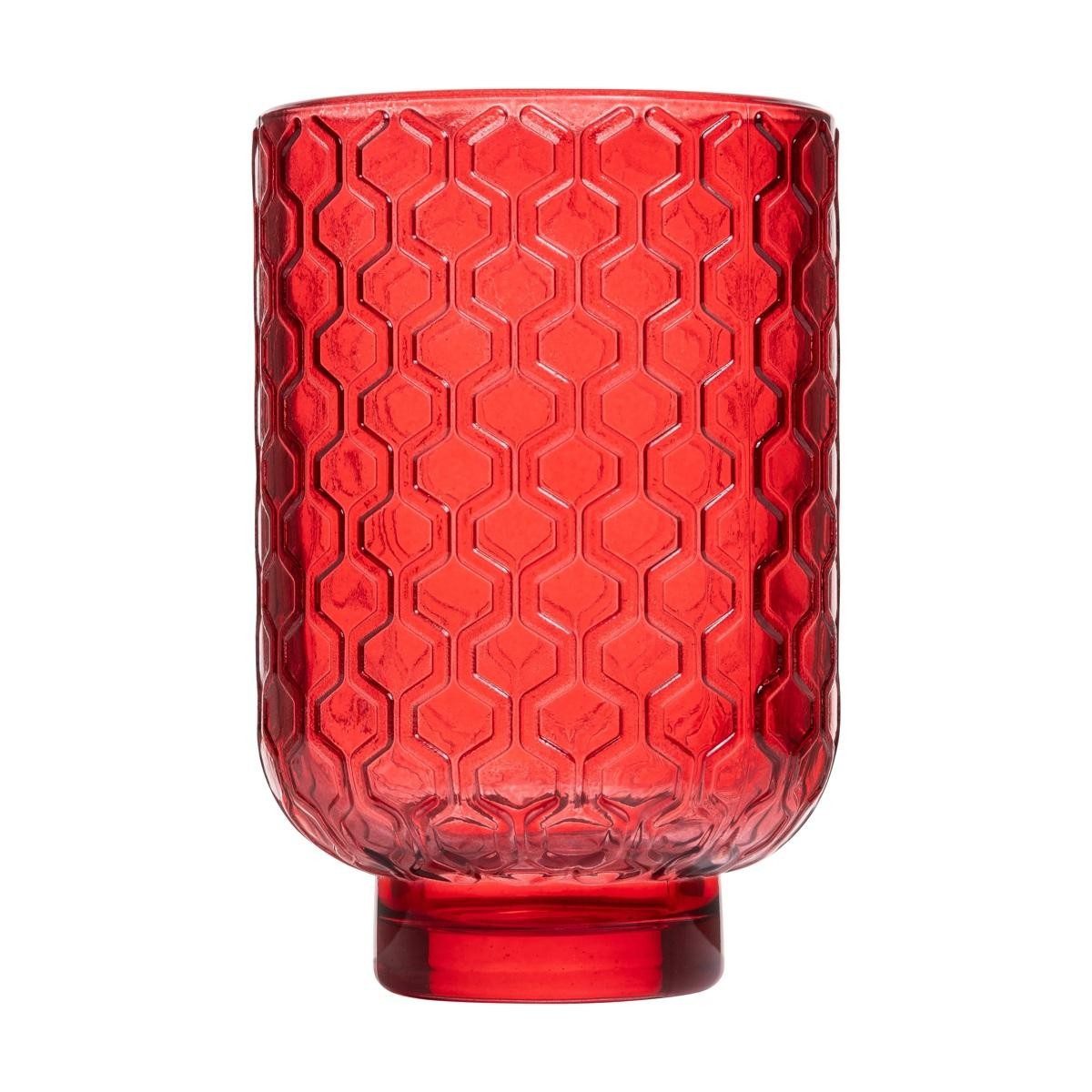 INNA-Glas Kerzenhalter Teelicht Halter LOIDA aus Glas, Sechseck-Muster, ro