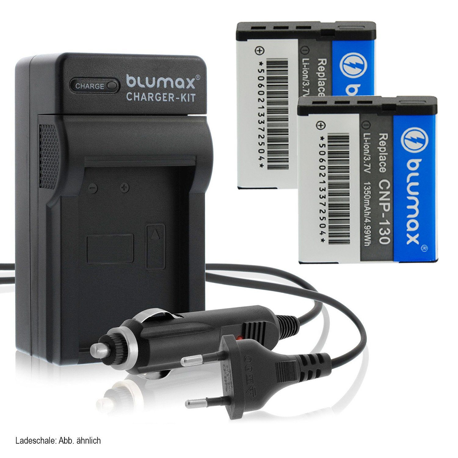 Blumax Set mit Lader für Casio NP-130 EX-ZR100,1350 mAh Kamera-Akku