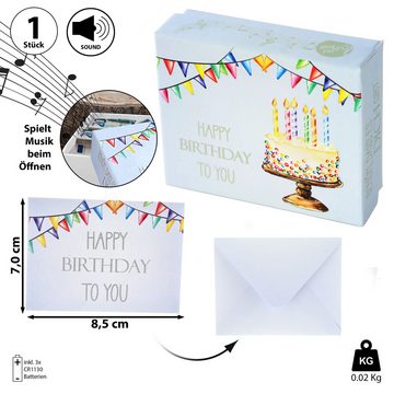 CEPEWA Geschenkbox Geschenkbox Musik 'Happy Birthday to You' 9,5x7x3,5cm weiß bunt Karton