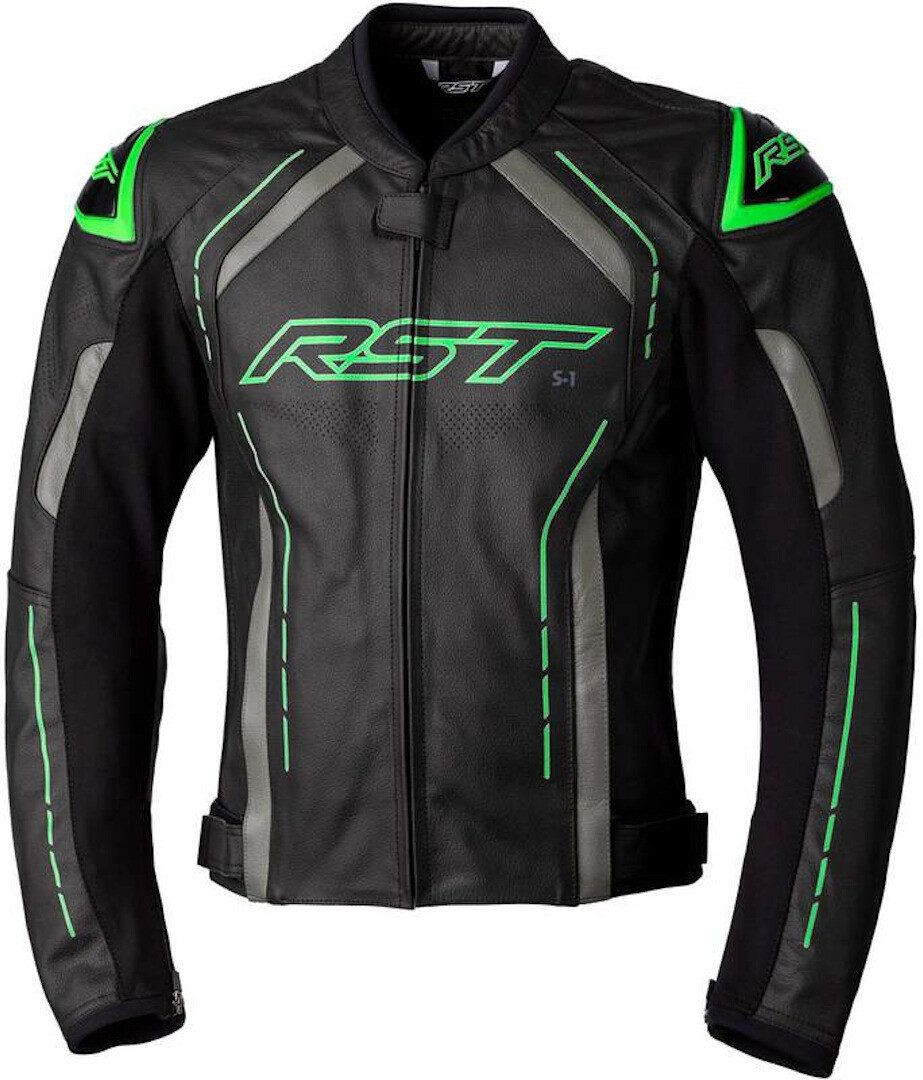 RST Herren Lederjacke – Mit CE-Schutz, Schwarz/weiß, Verstellbar & Thermoweste