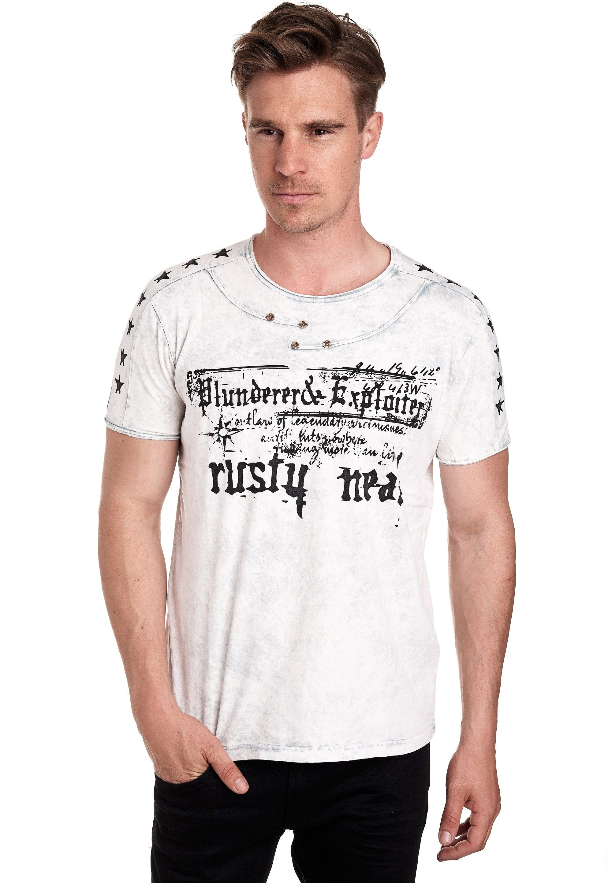 Rusty Neal T-Shirt in melierter Optik weiß