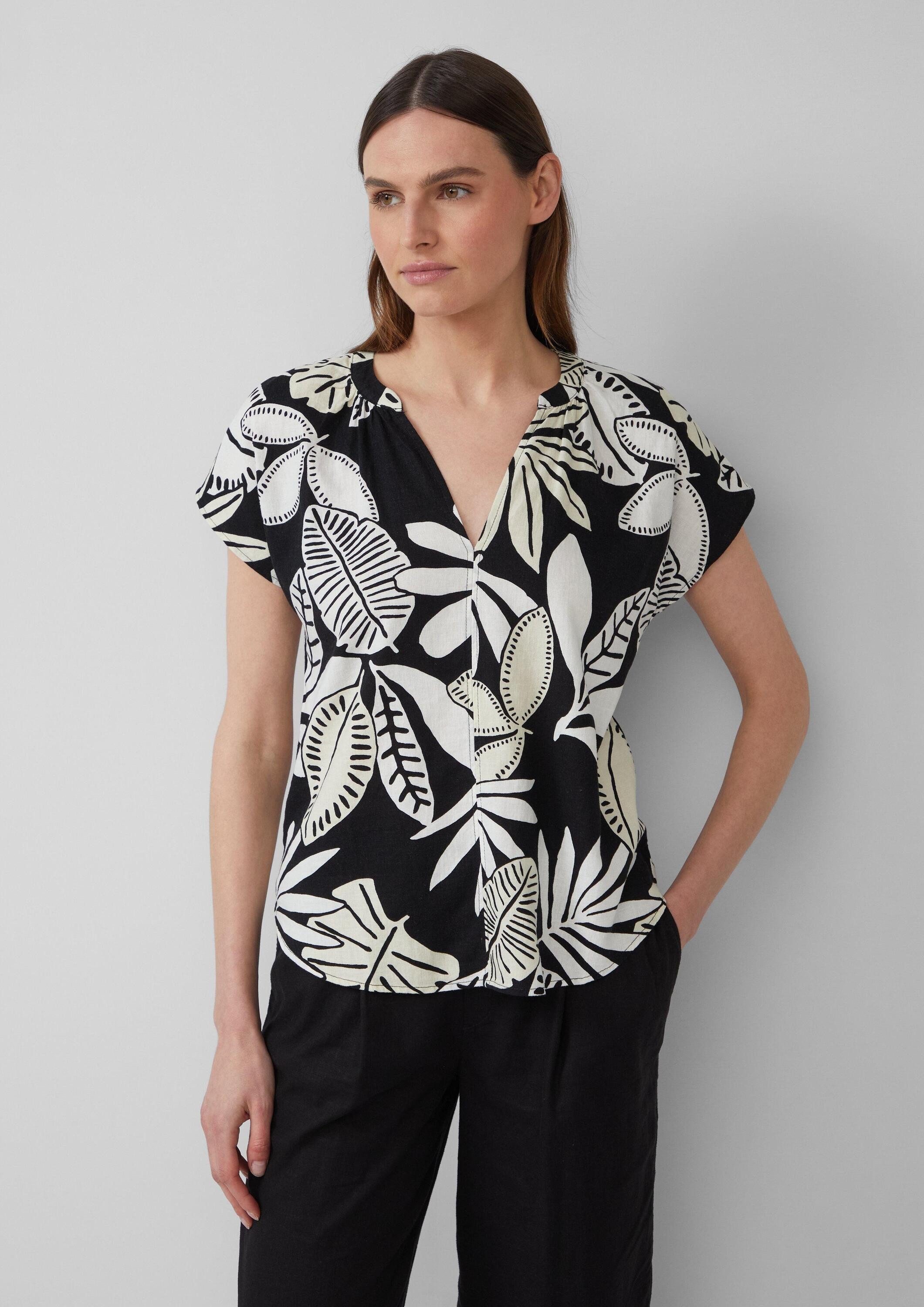 s.Oliver Kurzarmbluse Bluse Ärmellose Bluse aus Leinenmix im Relaxed Fit günstig online kaufen