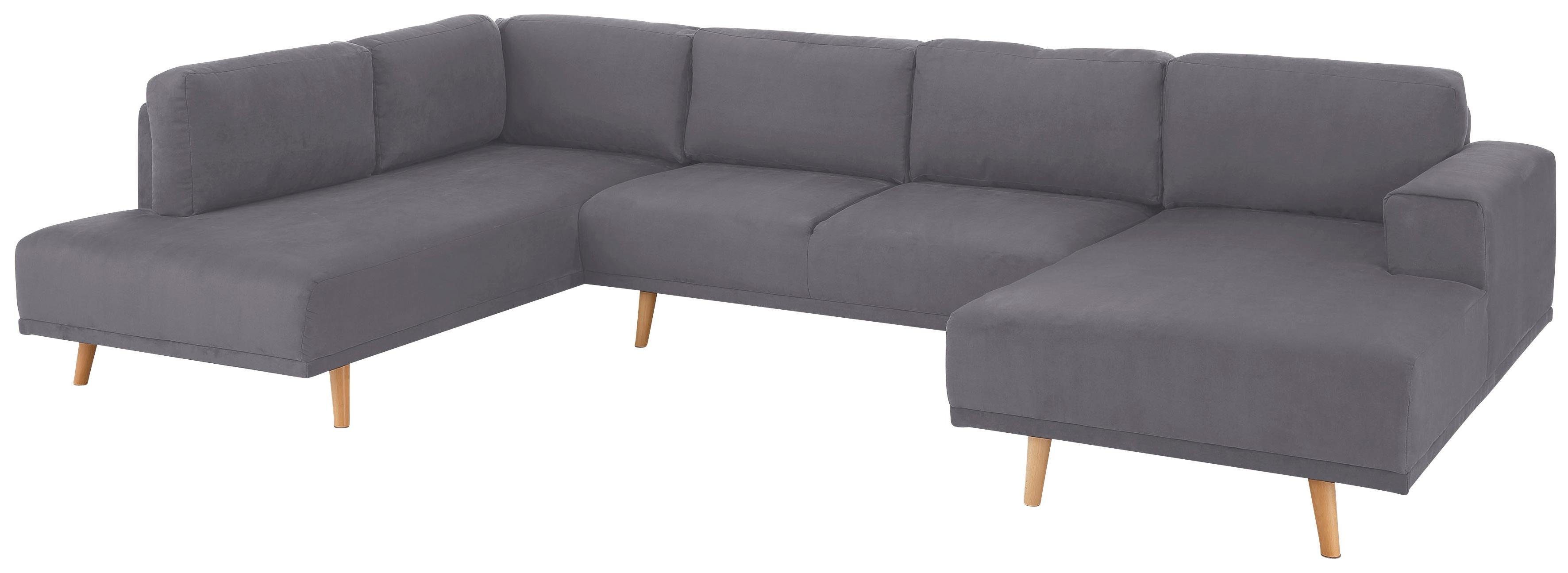 Home affaire Wohnlandschaft Lasse U-Form, im scandinavischem Stil mit Holzfüßen