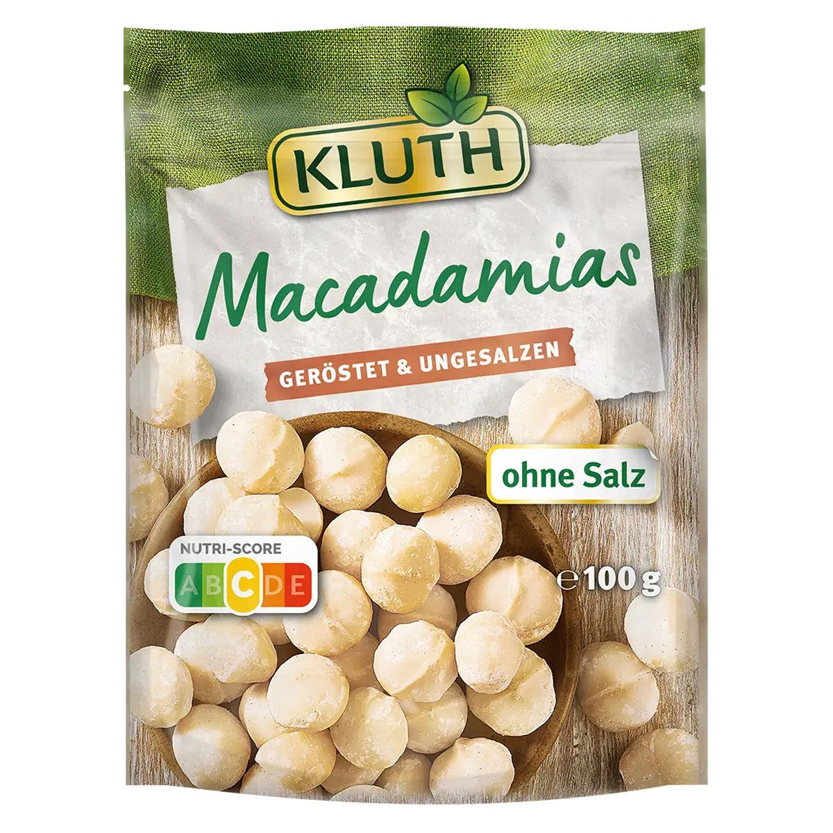 KLUTH Knabberei, Kluth Macadamias geröstet und ungesalzen knackiger Snack 100g
