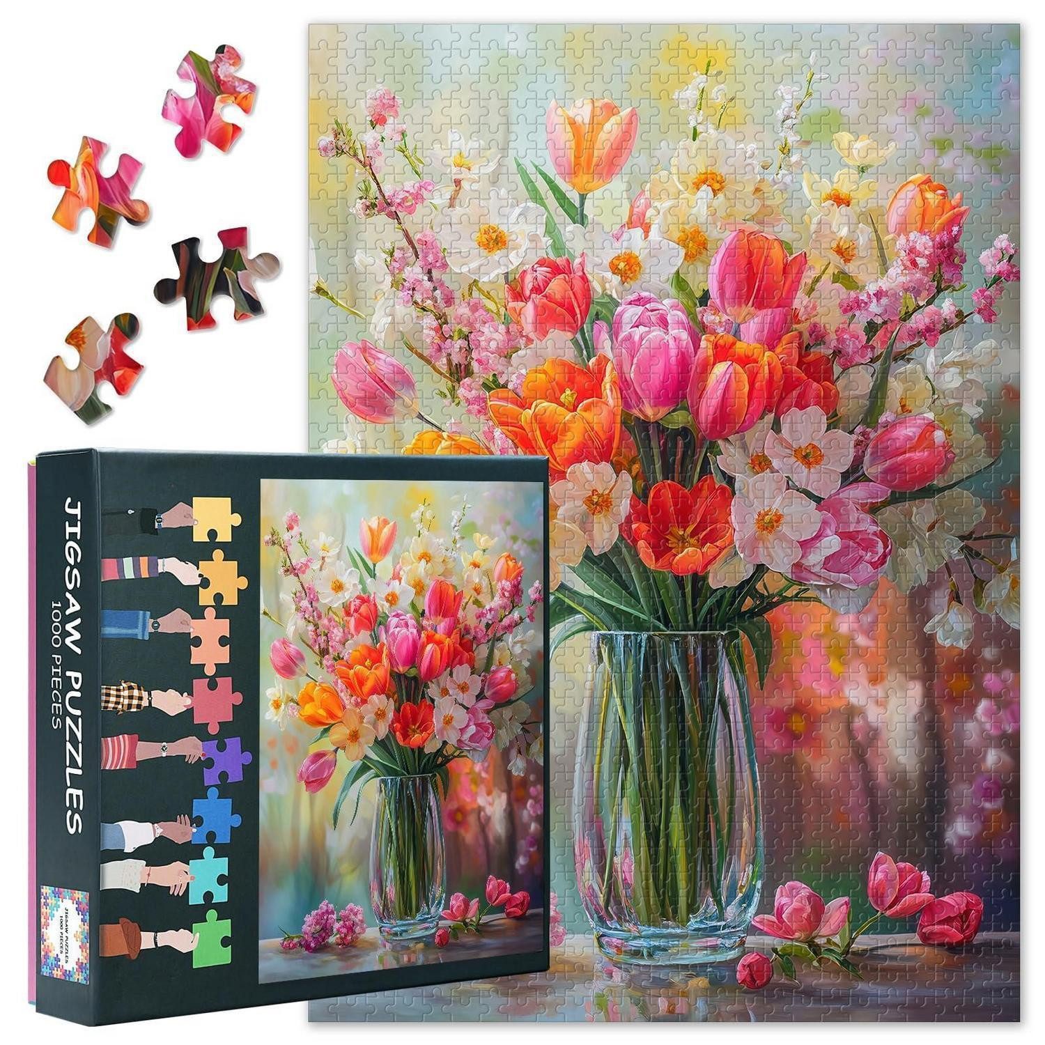 LuxusKollektion Puzzle Blumen Puzzle 1000 Teile Tulpen Vase, Puzzleteile