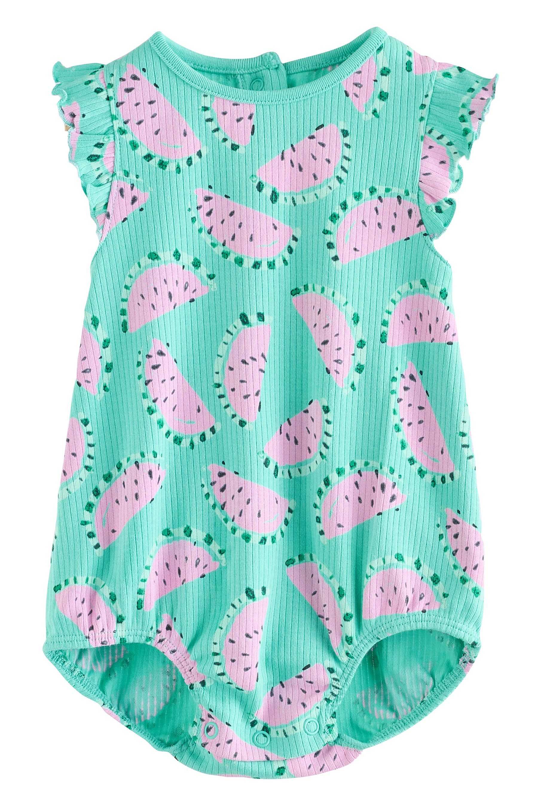 Next Strampler Strampler mit Rüschen und Obstmuster, 2er-Pack (3-tlg)