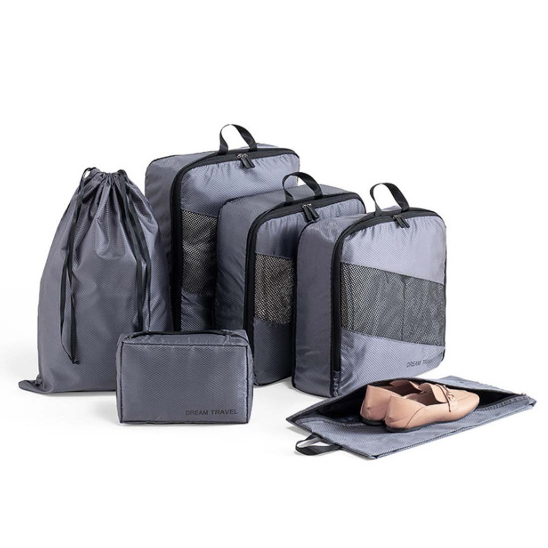 Wasserdichte, und grau Kleidungskoffer, (6 tragbare St), Aufbewahrungstasche Unterwäsche YANN Schuhe separate für Reiseaufbewahrungstasche Aufbewahrungskorb für