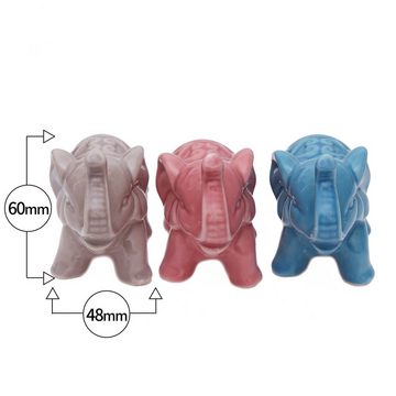 Flanacom Dekofigur Mini-Elefanten - 3er Set - Keramikfiguren (Set, 3 St., 3-tlg), dreifarbig