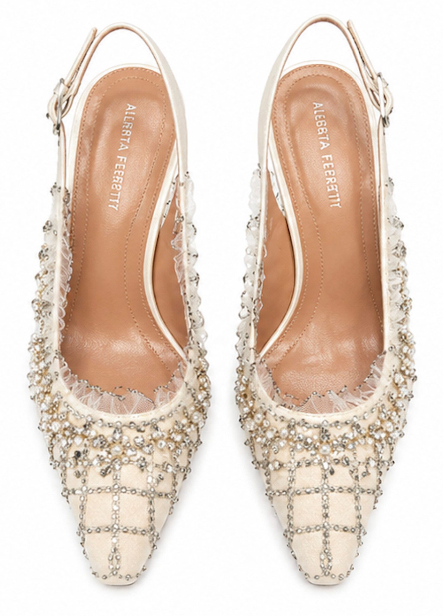 ALBERTA FERRETTI Couture High Heels Slingback Pumps Perlen Kristallen Slingpumps Handapplizierten Perlen,Kristallen,filigranen Stickereien