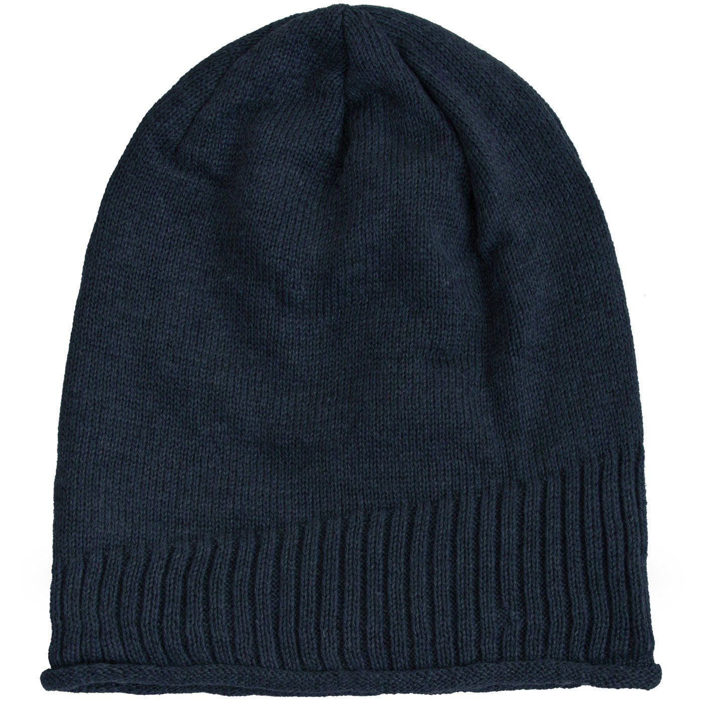 Haube (1-St) Herren marineblau Damen Mütze Beanie compagno Strickmütze Gefütterte Wintermütze Strickmütze