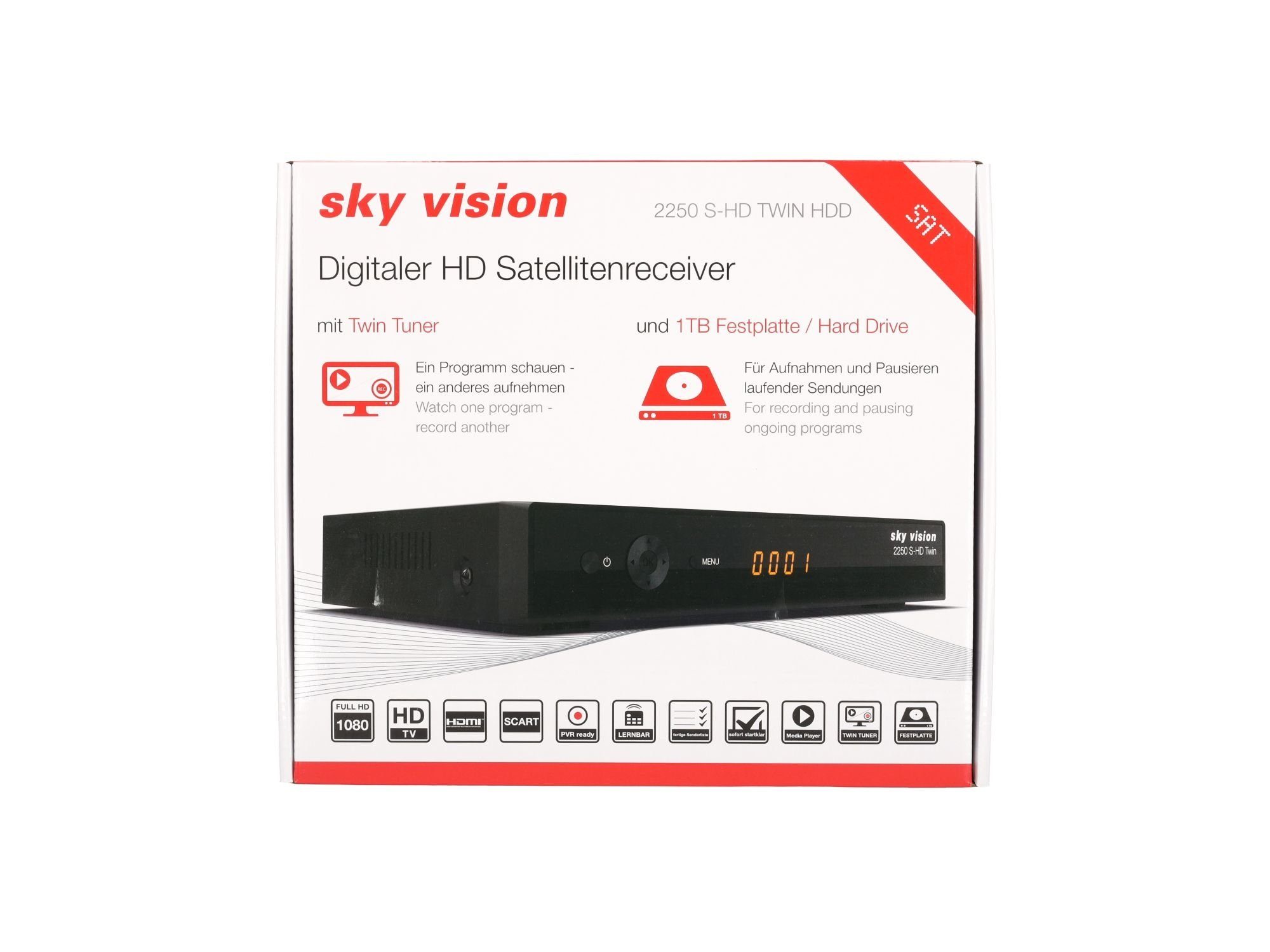 SAT-Receiver TB (Twin-Receiver, PVR) S-HD 1 Vision 2250 HDMI, USB, Festplatte, Sky