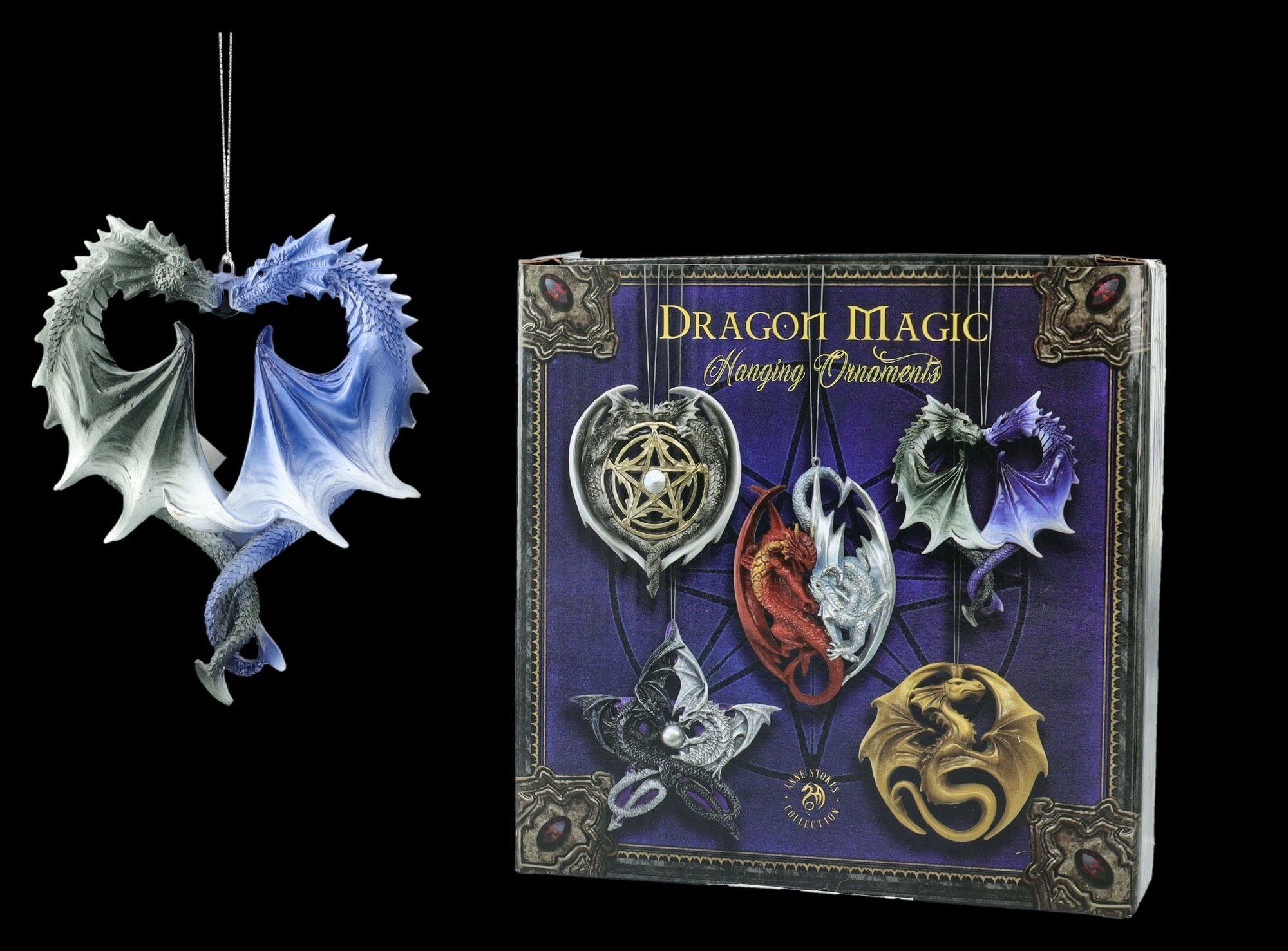 Figuren Shop GmbH Christbaumschmuck Weihnachtsbaumschmuck - Drachen Herz - Fantasy Christbaumschmuck Deko (1-tlg)