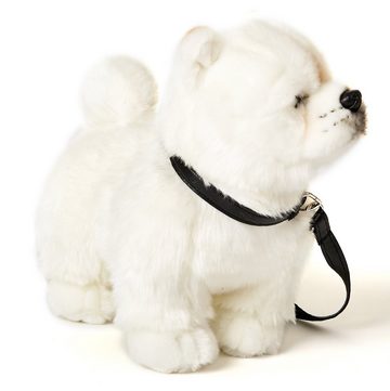 Uni-Toys Kuscheltier Chow Chow weiß, stehend (m. Leine) - 30 cm - Plüsch-Hund - Plüschtier, zu 100 % recyceltes Füllmaterial