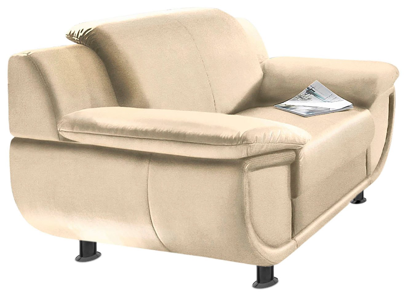 TRENDMANUFAKTUR Sessel Rondo, Breite 121 cm, breite Armlehnen, Füße schwarz, Big-Sessel wahlweise mit Federkern, in verschiedenen Bezügen