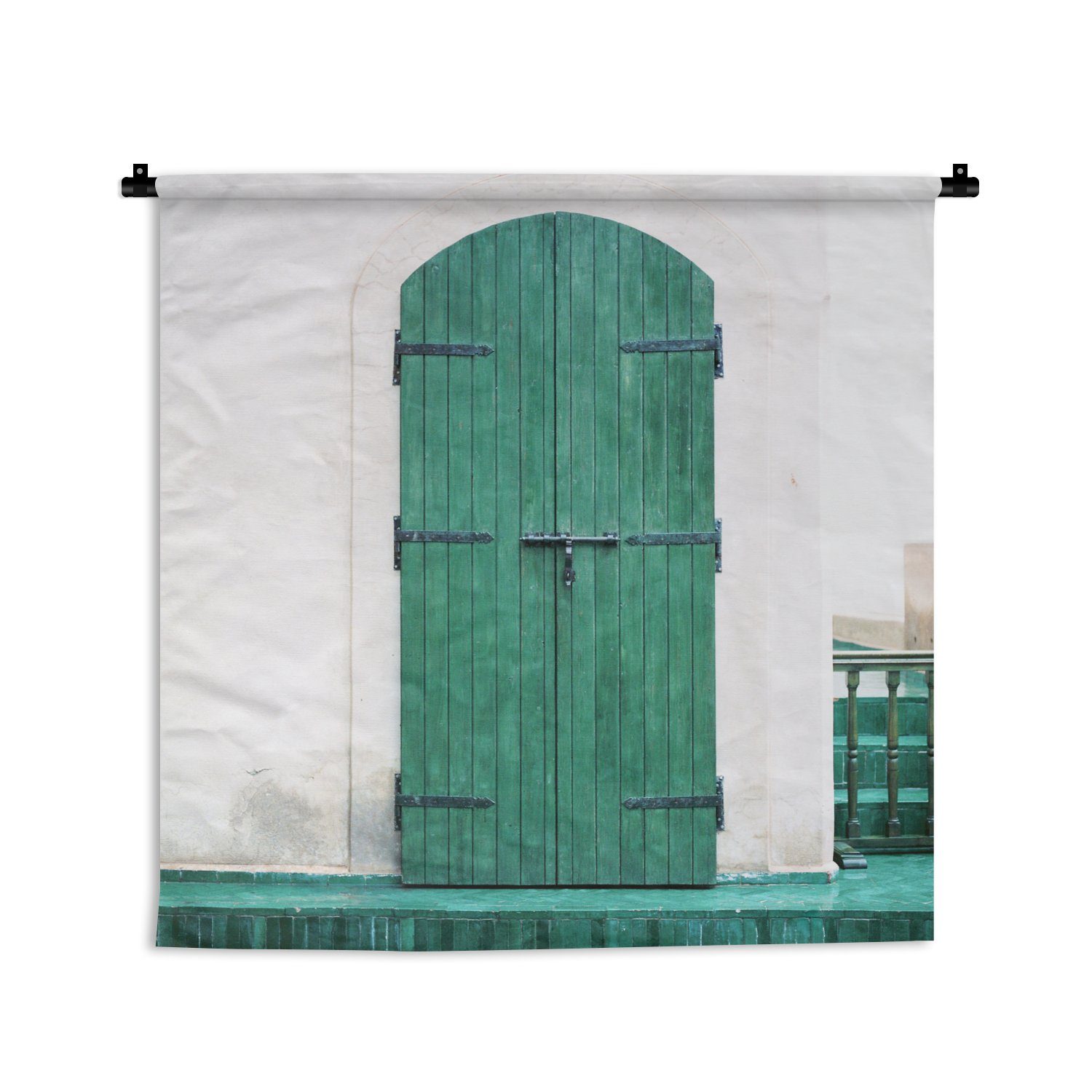 MuchoWow Wanddekoobjekt Vintage - Grün - Tür - Holz - Gebäude, Wanddeko für Wohnzimmer, Schlafzimmer, Kleid, Wandbehang, Kinderzimmer