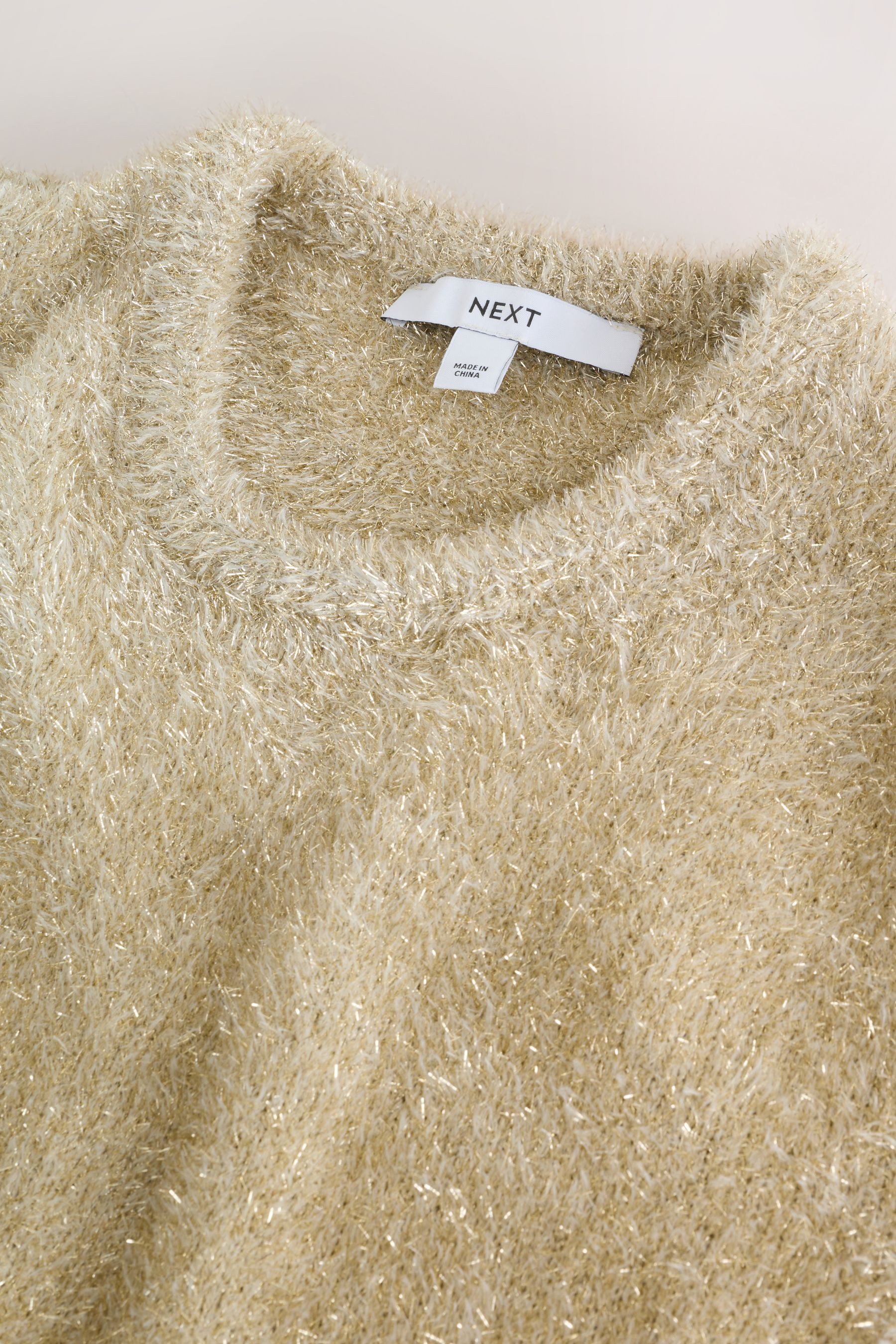 Next Minikleid Langärmeliges glitzerndes Lametta-Minikleid (1-tlg)