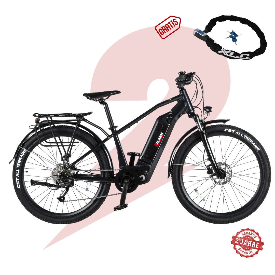E-Bike Trekkingrad 2Flash LU1 Trekking E-Bike Schwarz, 27,5 Zoll, 36V (468 Wh)