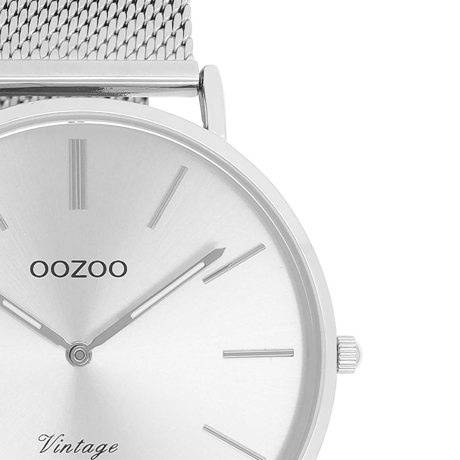 OOZOO Quarzuhr Oozoo Herren Armbanduhr silber Analog, (Analoguhr), Herrenuhr rund, groß (ca. 40mm) Edelstahlarmband, Fashion-Style