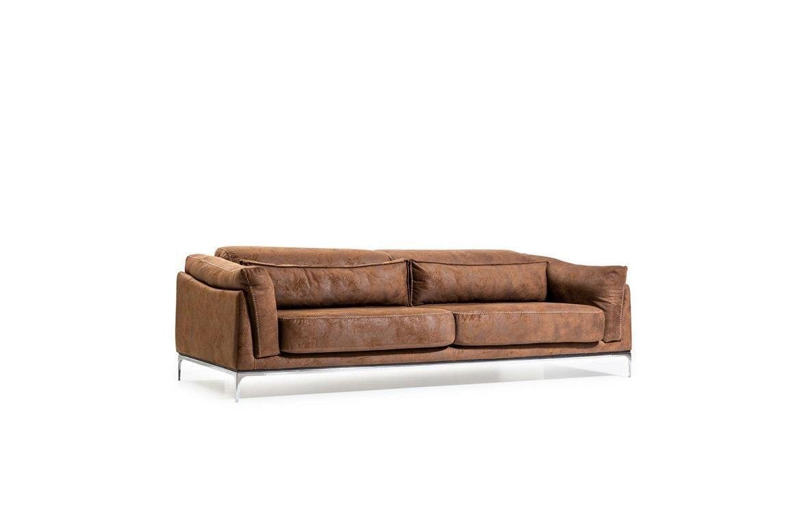 Teile Wildleder Möbel Optik Braune Couch JVmoebel 3-Sitzer Dreisitzer Sofa Sofas, Weiche 1