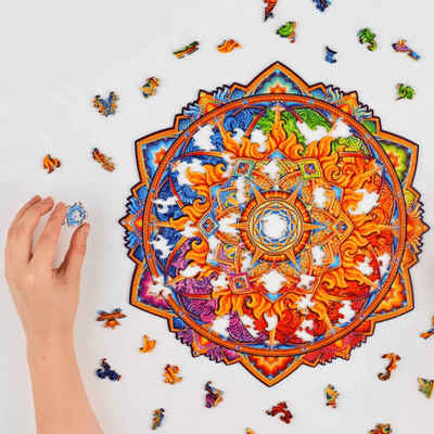 Unidragon Puzzle Unidragon Mandala Puzzle Nascent Sun Holzpuzzle, 200 Puzzleteile