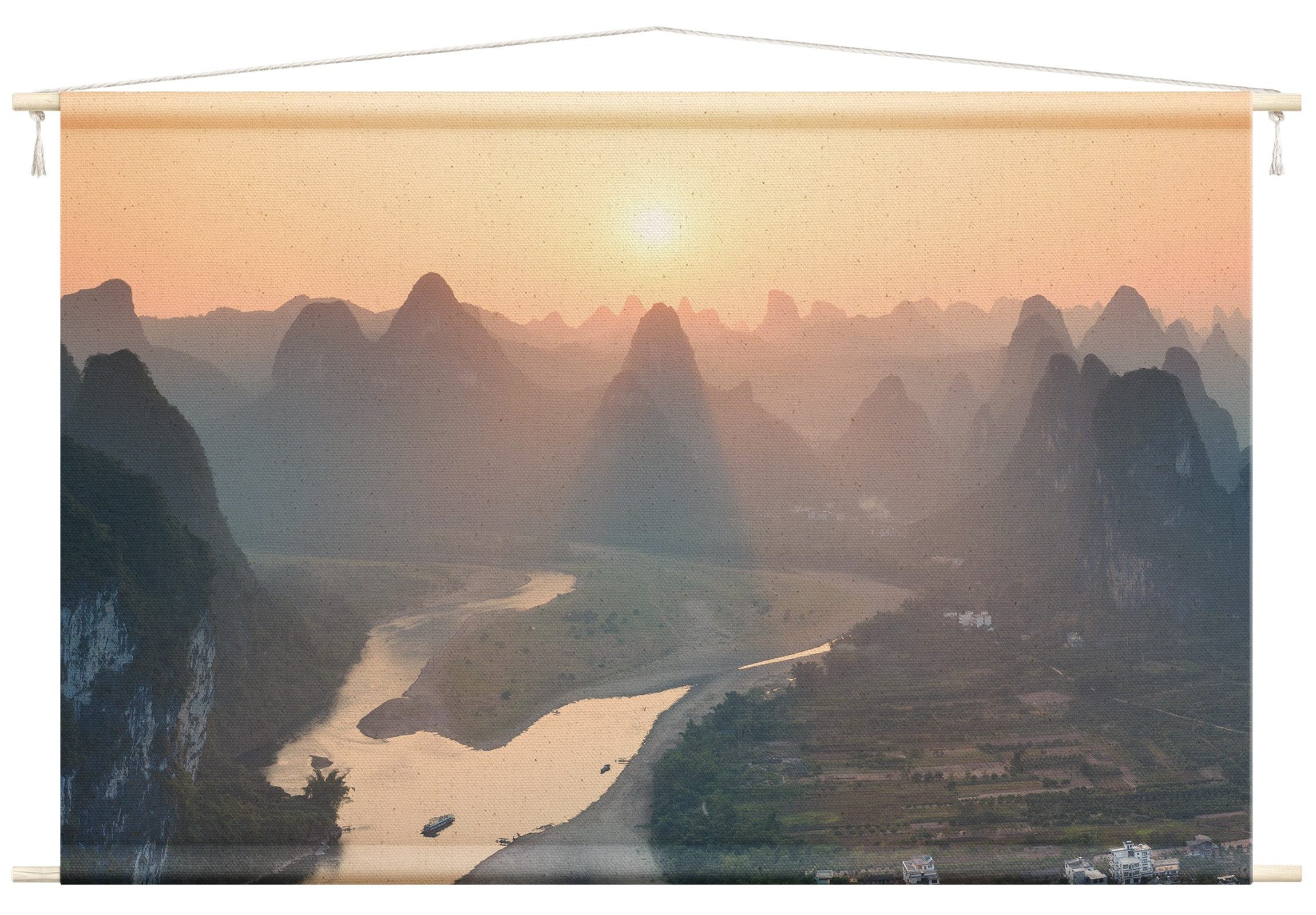 Bilderdepot24 Wandteppich modern Natur gelb, rechteckig, Höhe: 2.6 mm, großes Wandbild aus Natur-Baumwolle Wandbehang Stoffbild Tuch Wollseil