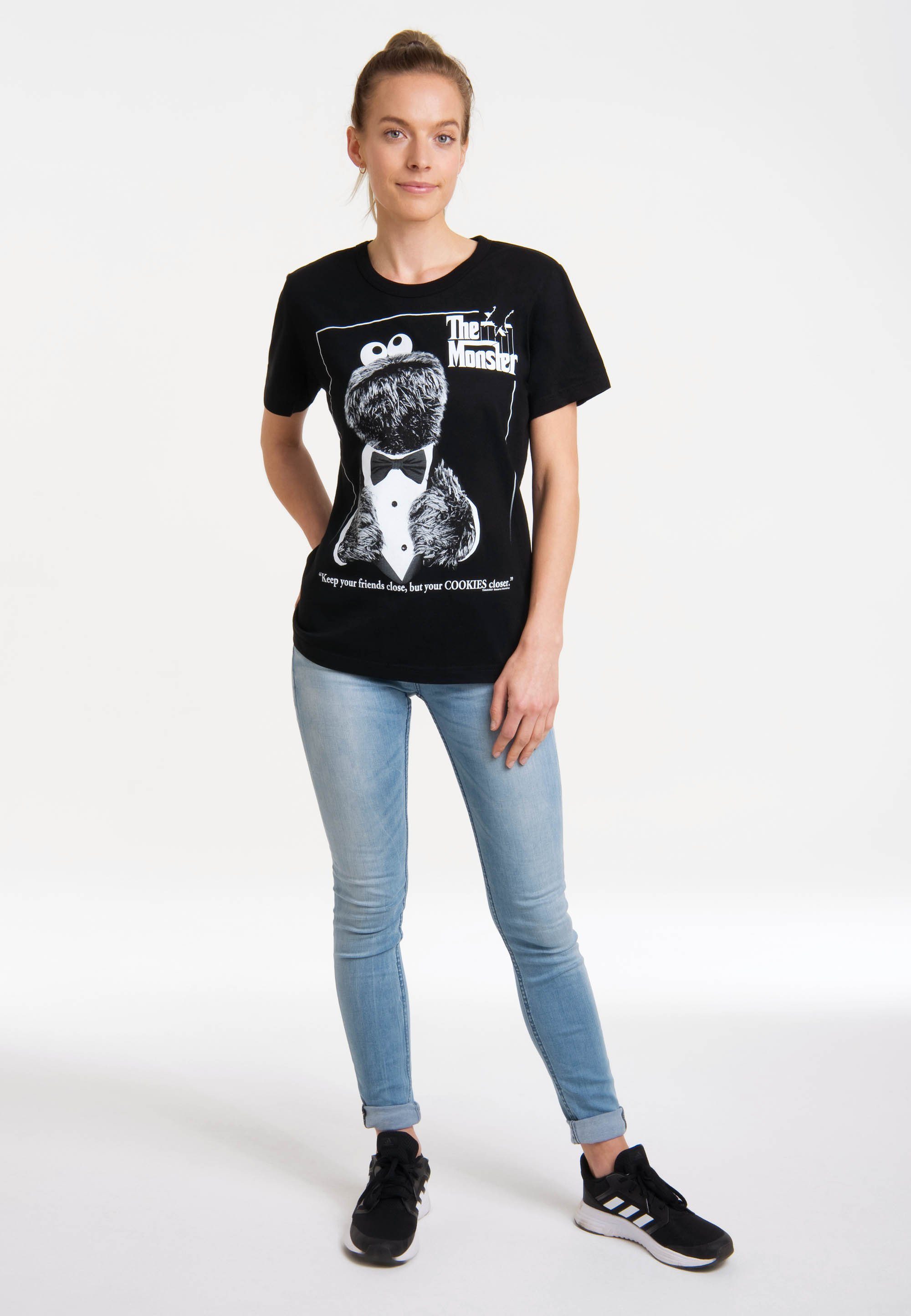 LOGOSHIRT T-Shirt mit Großer Krümelmonster-Print – auf Hingucker Krümelmonster als der Front Print, lizenziertem Sesamstrasse Pate