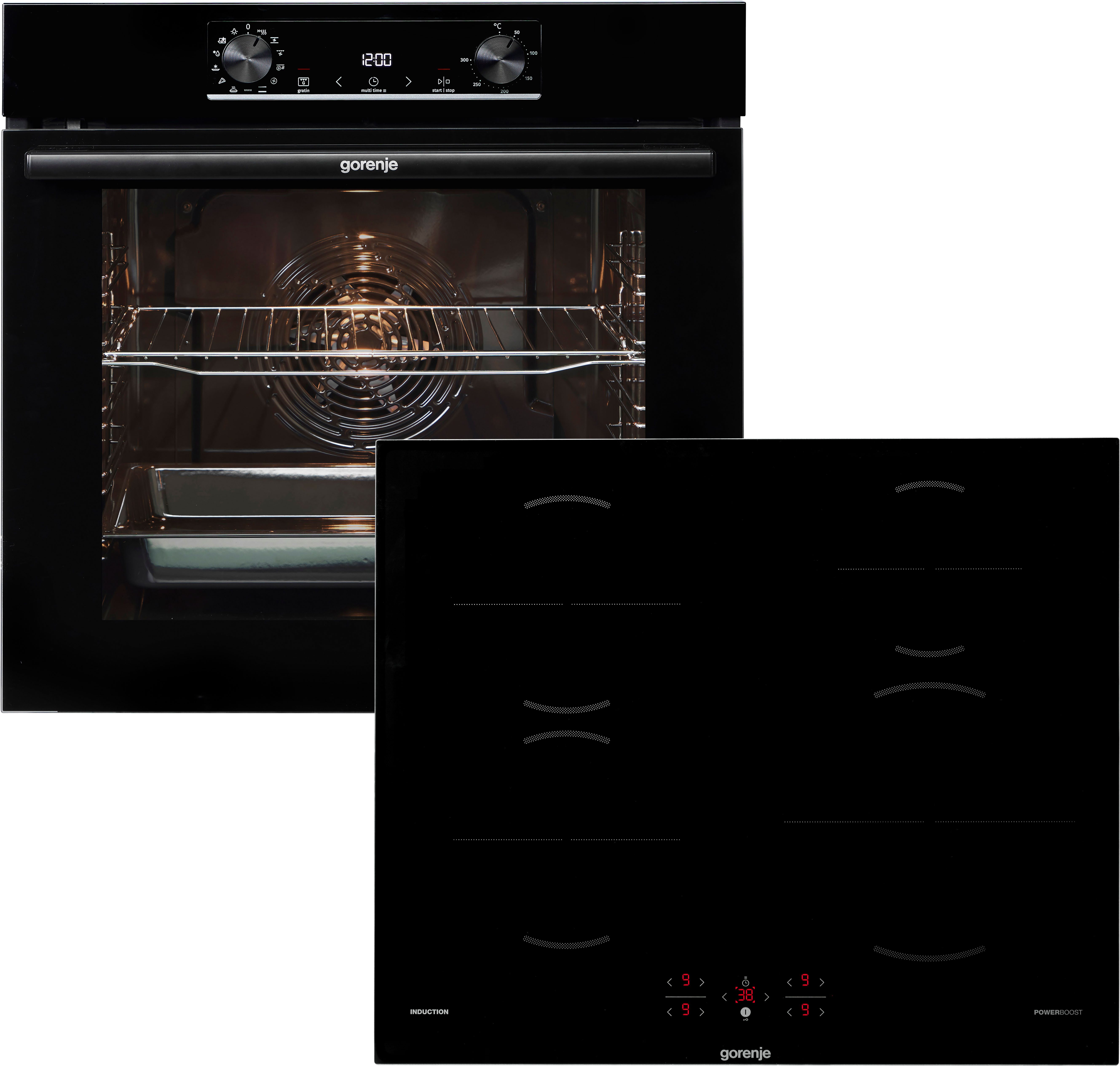 GORENJE Backofen-Set JUMP SET PYRO/I, mit Teleskopauszug nachrüstbar, Pyrolyse-Selbstreinigung, Pyrolyse: Selbstreinigung durch hohe Hitze ohne Chemie