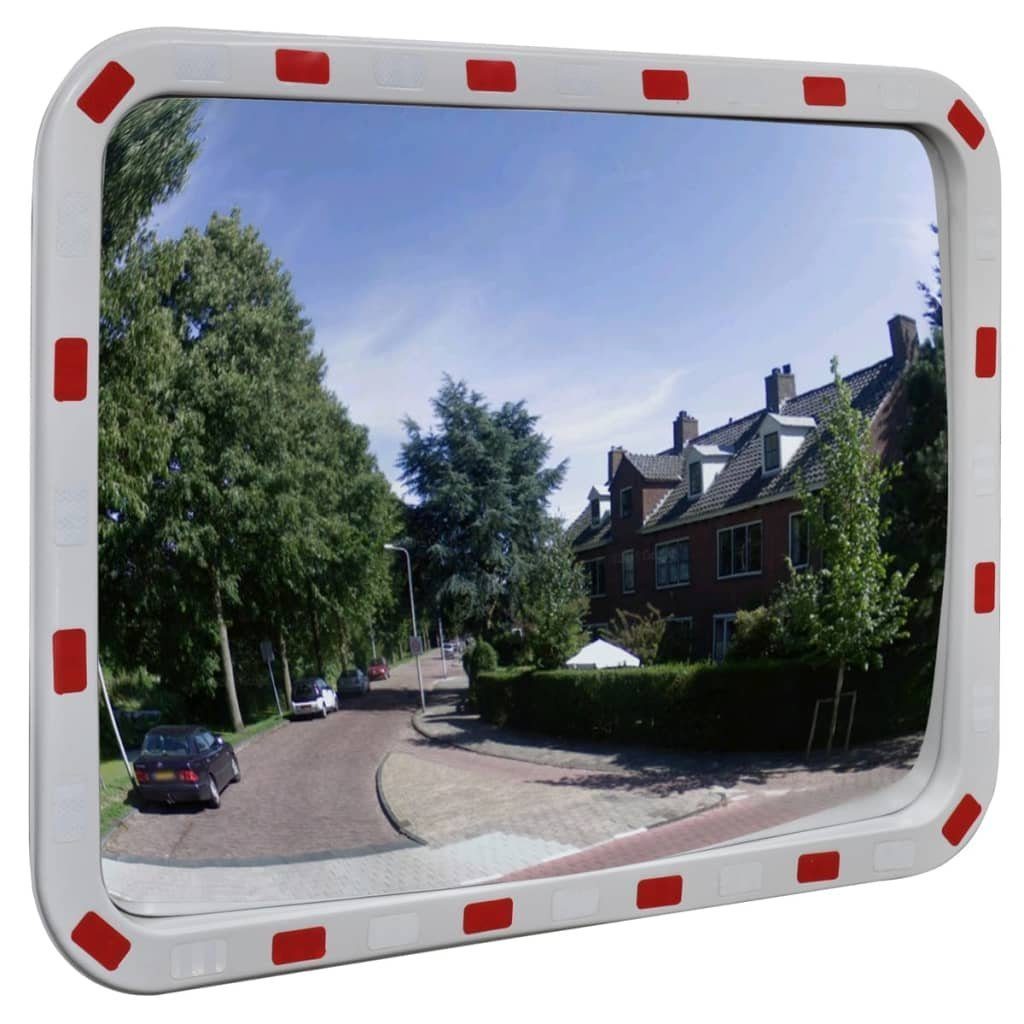 vidaXL Verkehrsschild Verkehrsspiegel Konvex Viereckig 40×80 cm mit Reflektoren, (1 St)