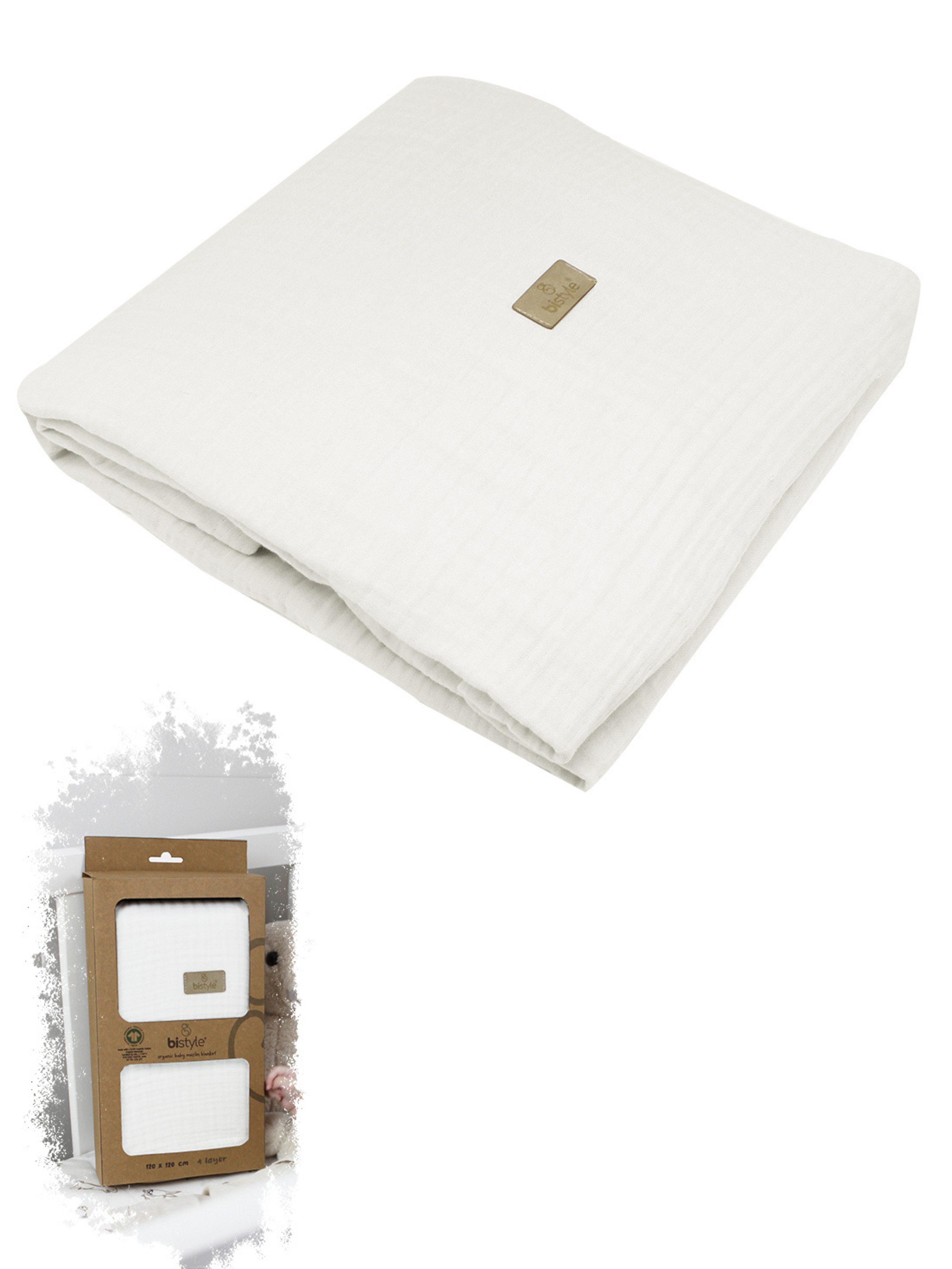 Babydecke Musselin-Decke 4 lagig 120x120, Weiche & Atmungsaktive Decke für Babys