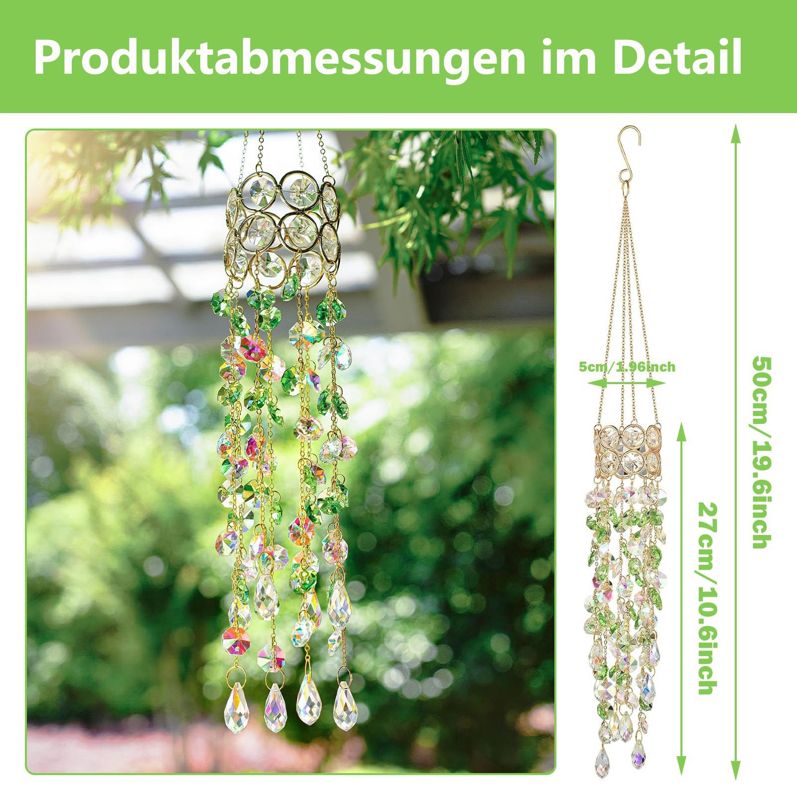 FOUORTUNATE-BEE Hängedekoration Windspiel Kristalle zum Aufhängen Sonnenfänger Kristalle Fensterdeko (Suncatcher Sonnenfänger Windspiele Hängedeko Geschenk, Mut – Bild 3 von 5