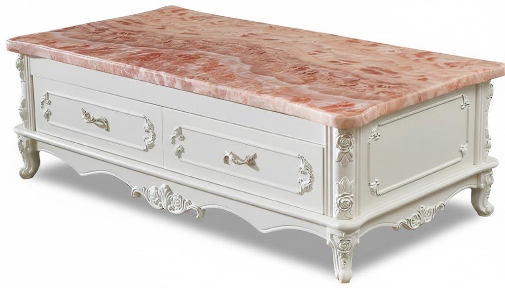 Xlmoebel Couchtisch Barocker Holz-Couchtisch in Marmoroptik Stilvoll & Luxuriös SOFORT (Couchtisch), Hergestellt in Europa