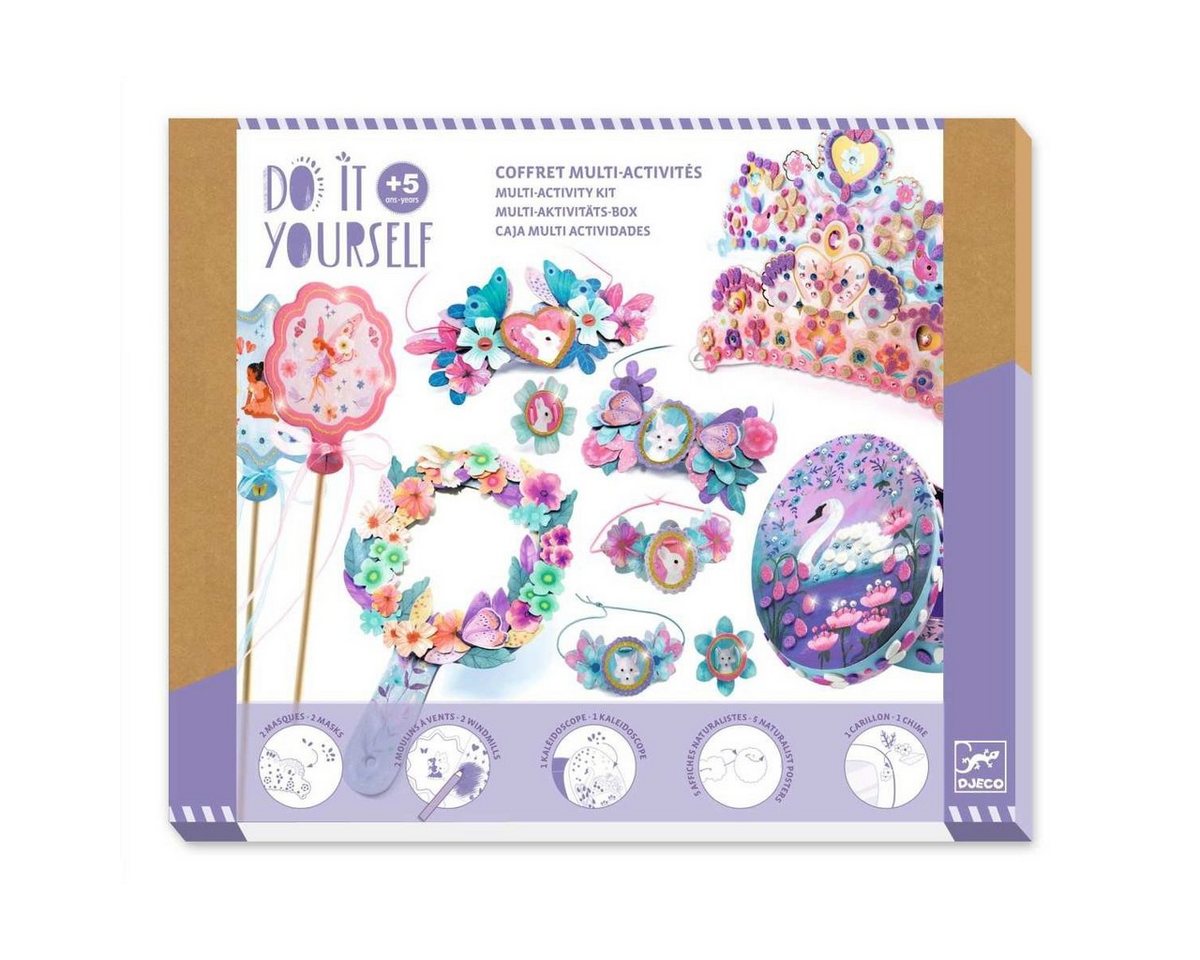 DJECO Kreativset DIY Box Nymphea mit 5 Bastelaktivitäten für Kinder ab 5 Jahren