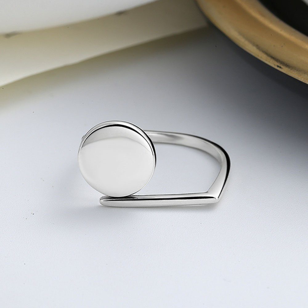 Fingerring einfacher Verstellbar Ringe aus Ring, geometrischer Anti-Angst-Ring, Sterlingsilber S925, Stress Anti Ring Haiaveng