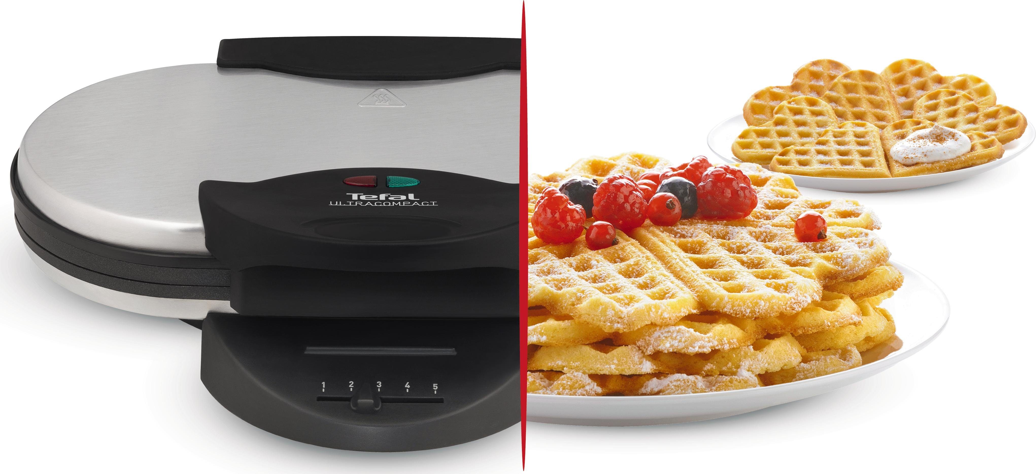 Tefal Waffeleisen WM311D, 1200 W, 2 Herzwaffeln gleichzeitig, stufenloser Temperatur für Wunsch-Bräunung