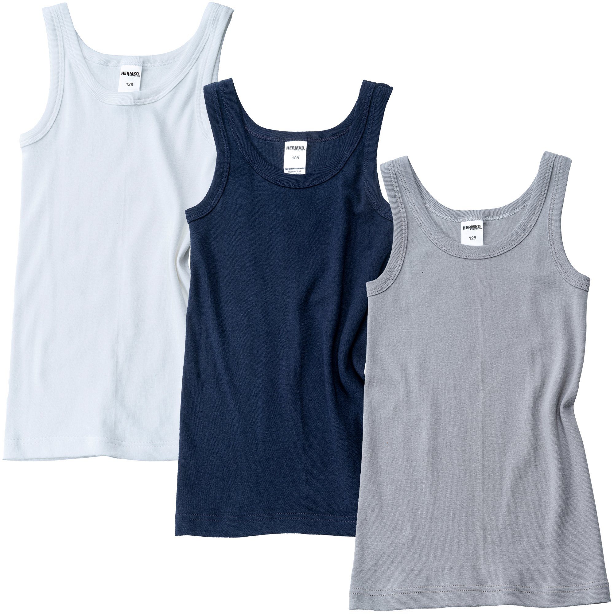 HERMKO Unterhemd 2800 (Pack, 3er) 100 % Bio-Baumwolle, Knaben Tank Top, hergestellt in EU, Feinripp