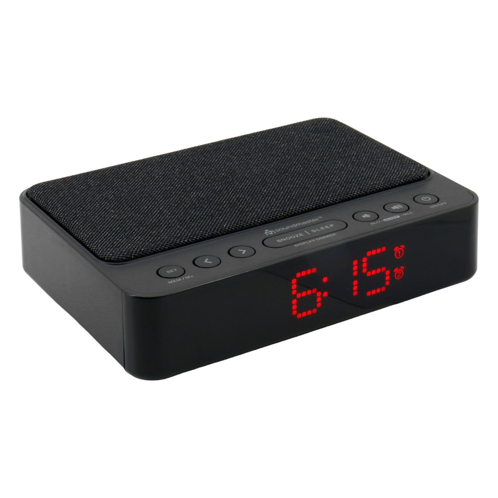 Soundmaster UR124SW Radiowecker kabellose Ladestation dimmbar Gangreserve Uhrenradio (UKW-PLL, Kabellose Ladefunktion, Radiowecker, dimmbarer Display)
