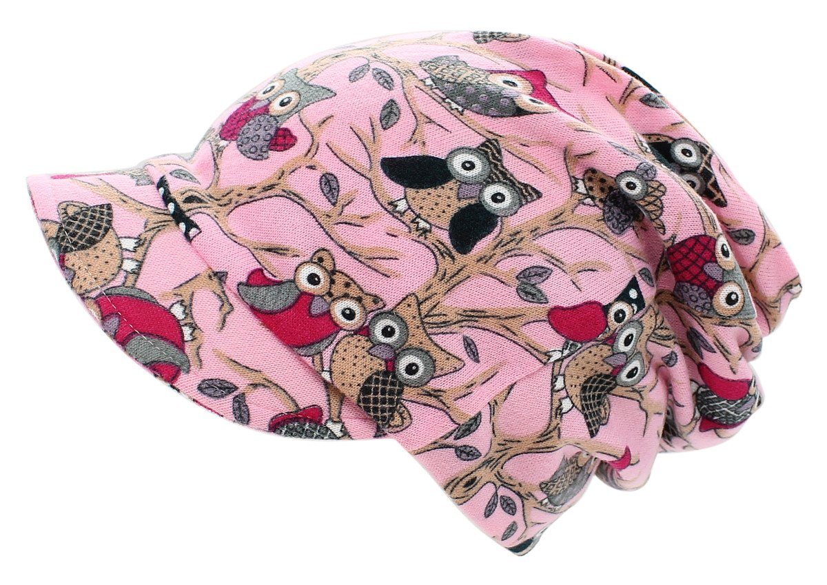 Bunt RosaOwl Schirmmütze weichem Damen Eule Kappe Mütze Schirm Beanie dy_mode mit Schirmmütze Muster