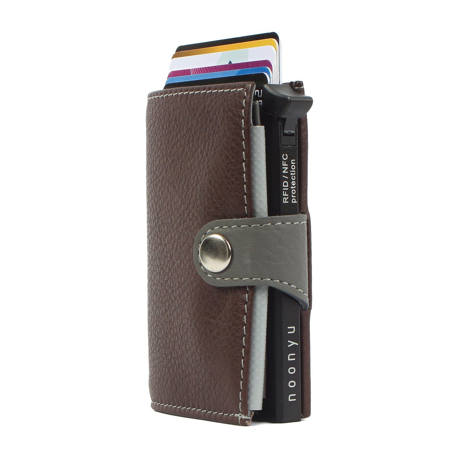 Margelisch Mini Geldbörse aus Leder darkbrown Upcycling noonyu single leather, Kreditkartenbörse
