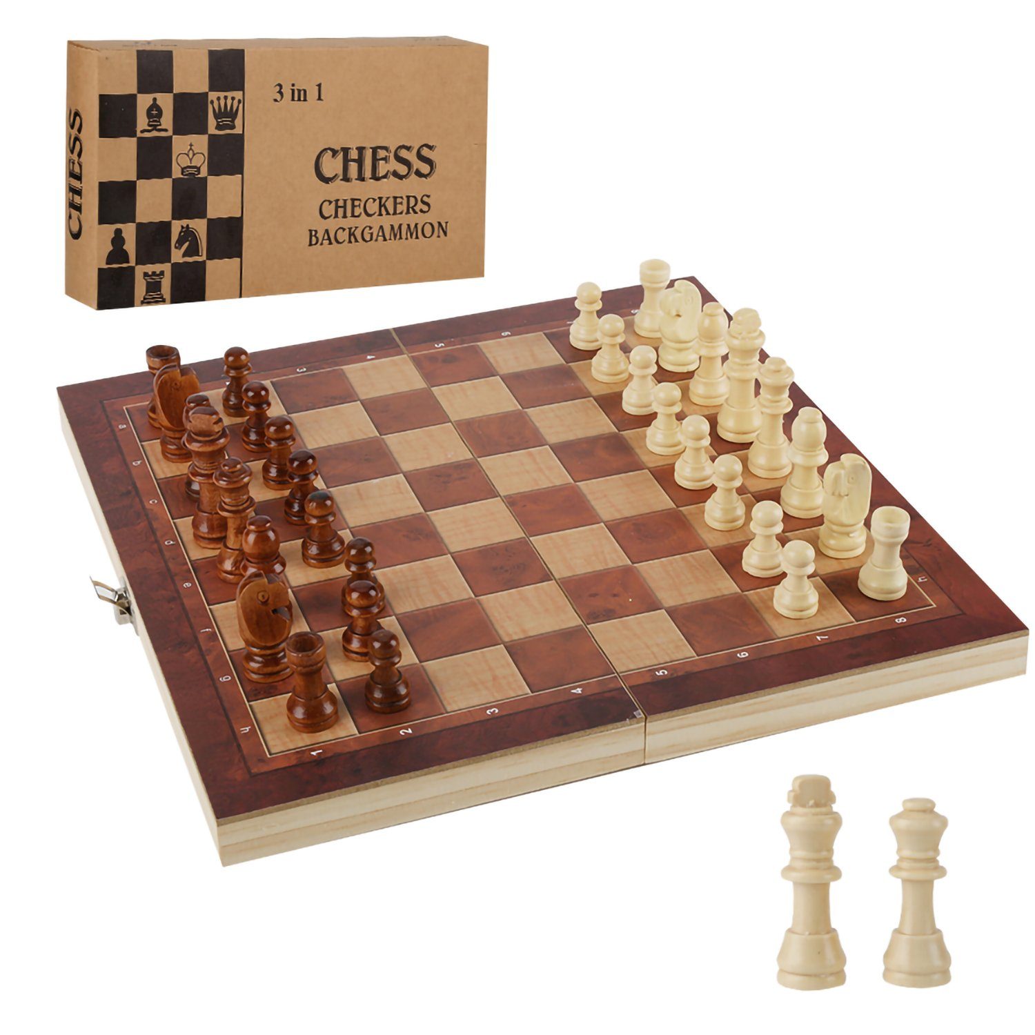 Clanmacy Schachspiel 29*29CM inkl. Geschenk Figuren 3 in1 Schach Schachfiguren Spiel,