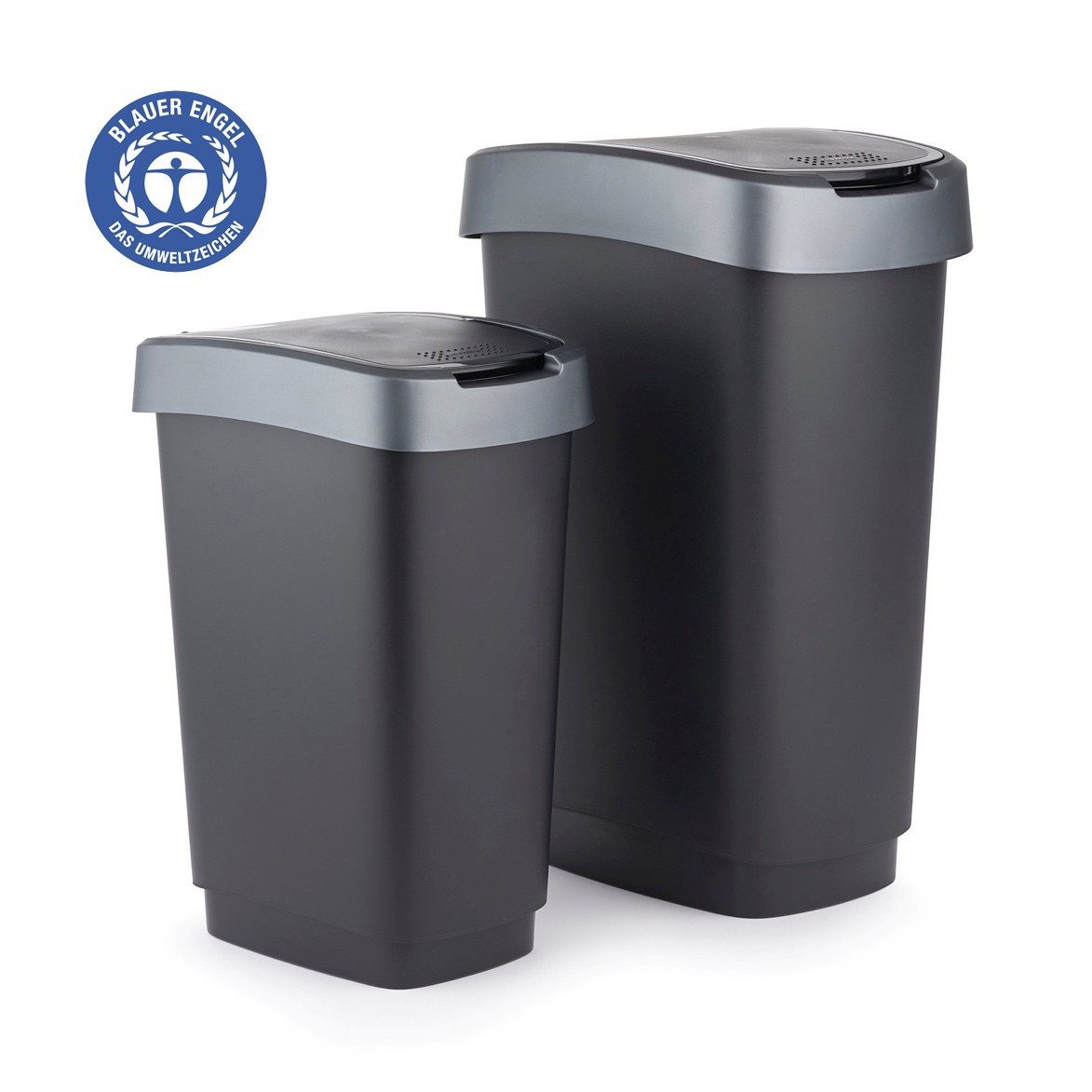 ROTHO Mülleimer Twist Mülleimer mit Deckel 25l, Kunststoff (PP)