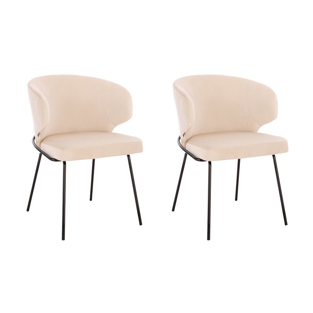 HOME DELUXE Esszimmerstuhl Samt Stuhl Beige AMARA (79 x 55 x 59 cm, 1 St), weiche Polsterung I Küchenstuhl, Polsterstuhl – Bild 5 von 5