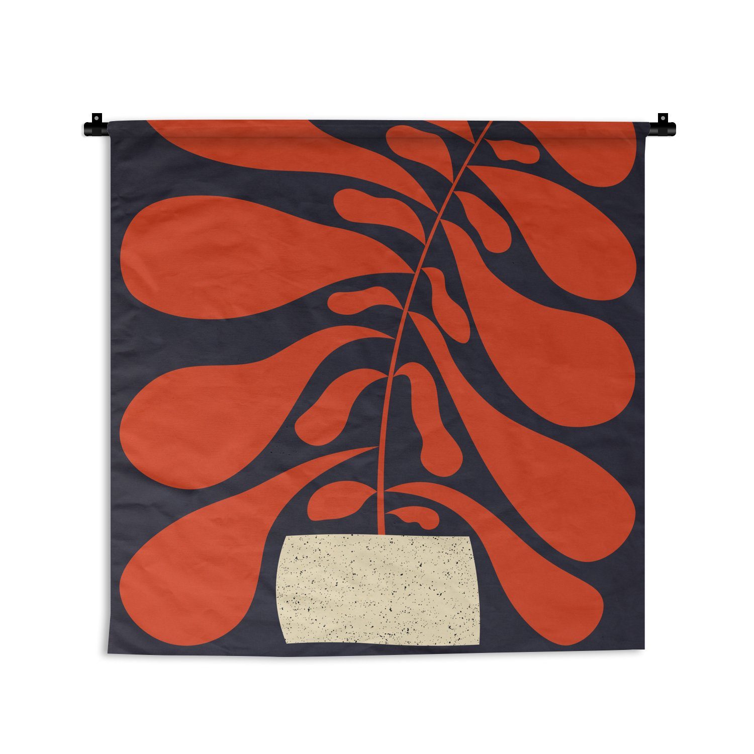 MuchoWow Wanddekoobjekt Pflanze - Rot - Abstrakt - Vase, Wanddeko für Wohnzimmer, Schlafzimmer, Kleid, Wandbehang, Kinderzimmer