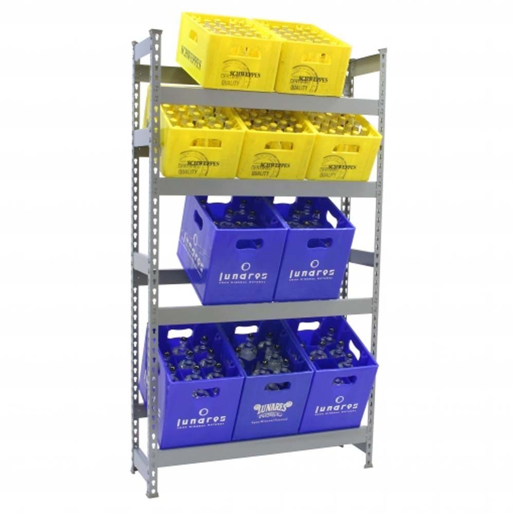 Simon Rack Flaschenregal Getränkekistenregal SIMONBOTTLE HxBxT 200x40-100x30cm Kastenregal, Hochwertiges Getränkekistenregal für Küche Garage auf 4 Ebenen