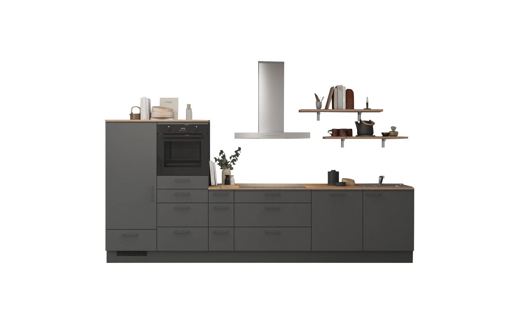 nobilia® Küchenzeile Glas, individuell anpassbar, gratis Küchenplanung mit Profis, (Breite 360 cm), vormontiert, wahlw. mit E-Geräten, inkl. Lieferung
