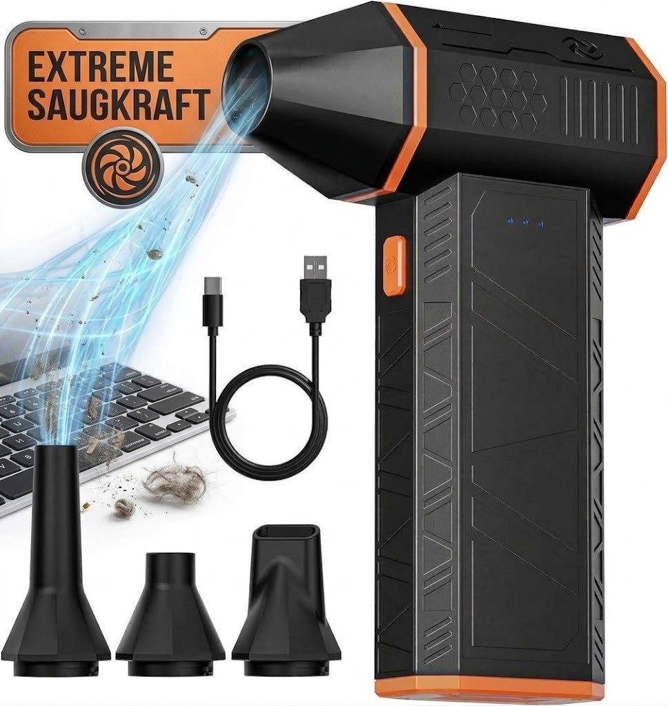 BERGER ELECTRONICS Akku-Handstaubsauger Elektrische Staubgebläse, Air Duster, Druckluftgebläse 110.000 U/Min, WOLFBOX MegaFlow, Mit Akku, für Computer, Tastatur, Haus, Outdoor